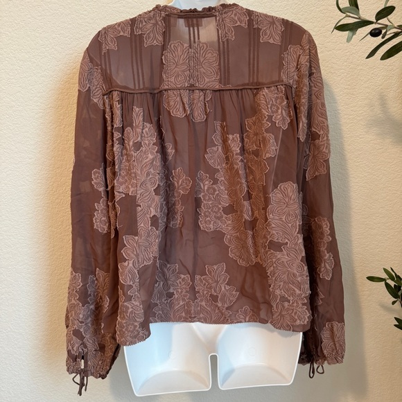 37 ARITZIA Wilfred Lourdes Mauve Boho Victorian Floral Appliqué Blouse Sz Large - Picture 10 of 15